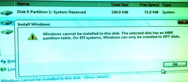 windows can only be installed to gpt disks