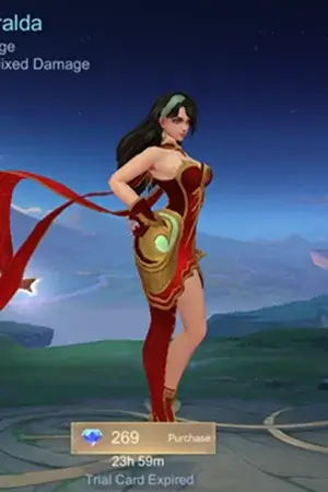 Esmeralda from Mobile Legends with her shield and magic power