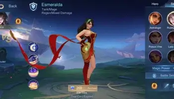 Esmeralda from Mobile Legends with her shield and magic power
