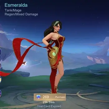 Esmeralda from Mobile Legends with her shield and magic power