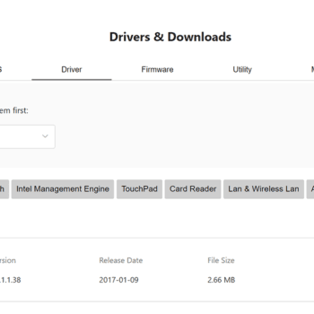 Image showing a list of installed drivers for a computer system.