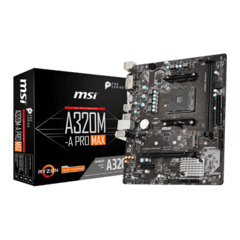 MSI A320M-A PRO MAX Motherboard Overview showing compact design, ports, and build quality