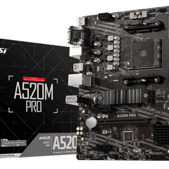 MSI A520M Pro motherboard with Ryzen compatibility, M.2 slot, HDMI, and PCIe 3.0 for affordable gaming and productivity.
