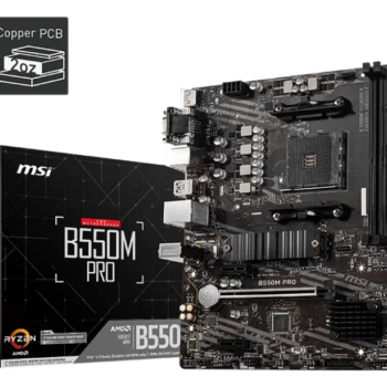 Overview of the MSI B550M PRO Motherboard highlighting its design and features.