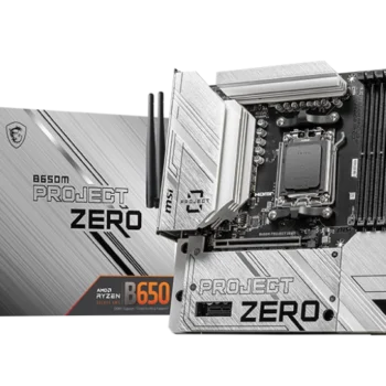 MSI B650M PROJECT ZERO motherboard overview with hidden cable design and support for Ryzen 7000 processors, DDR5 memory, and PCIe 4.0 connectivity.