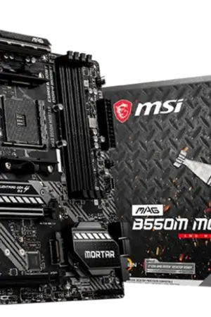 MSI MAG B550M MORTAR motherboard overview highlighting dual M.2 slots, VRM design, and cooling capabilities.
