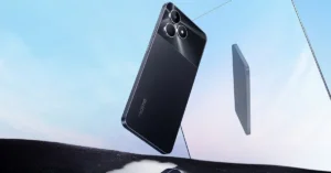 Realme Note 50 in Midnight Black showing its sleek and stylish back design