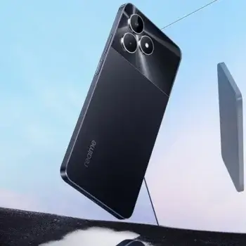Realme Note 50 in Midnight Black showing its sleek and stylish back design