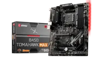 MSI B450 TOMAHAWK MAX II motherboard front view with heatsinks