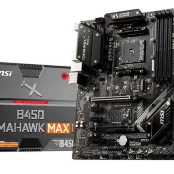 MSI B450 TOMAHAWK MAX II motherboard front view with heatsinks