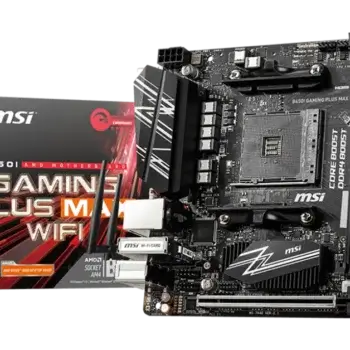 MSI B450I GAMING PLUS MAX WIFI mini-ITX motherboard, designed for compact gaming builds