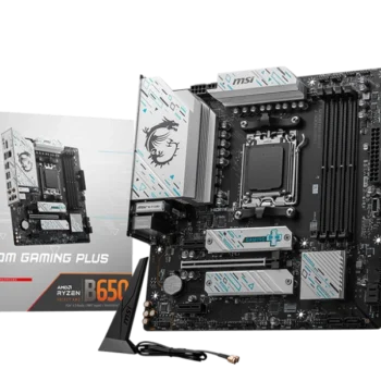 MSI B650M GAMING PLUS WIFI motherboard with DDR5 support, PCIe 4.0 slots, and Wi-Fi 6E for high-performance gaming and multitasking in a compact mATX design.