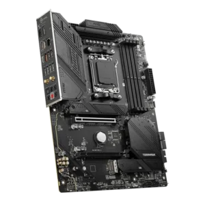 MSI MAG B650 TOMAHAWK WIFI motherboard overview showcasing AM5 socket, DDR5 slots, PCIe 4.0 support, M.2 slots, Wi-Fi 6E, and robust cooling design.
