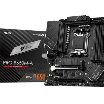MSI PRO B650M-A motherboard featuring DDR5, PCIe 4.0, and Ryzen 7000 compatibility for gaming and productivity builds.