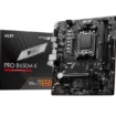 MSI PRO B650M-E motherboard with key features highlighted for gaming and productivity builds.
