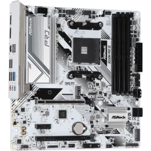 ASRock B550M Pro SE AM4 motherboard featuring PCIe 4.0 support, DDR4 memory compatibility, and dual M.2 slots for Ryzen 5000 processors - ideal for compact builds.