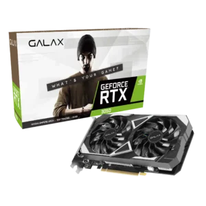 GALAX GeForce RTX 3050 6GB EX graphics card with dual-fan cooling for enhanced 1080p gaming performance.