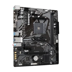 GIGABYTE A520M K AM4 motherboard for Ryzen 5000 with DDR4 support, PCIe 3.0 slots, and advanced cooling solutions.