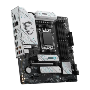 Close-up of MSI B650M GAMING PLUS WIFI motherboard with robust power delivery, advanced cooling, and Wi-Fi 6 support for Ryzen 7000 processors.