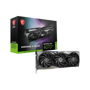 MSI GeForce RTX 4070 Ti GAMING X SLIM 12G graphics card with 12GB GDDR6X memory, ray tracing, and DLSS 3 for immersive 4K gaming and creative tasks.