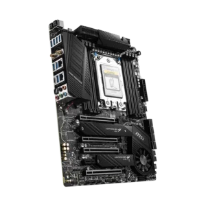 MSI TRX40 PRO WIFI motherboard layout showing connectivity options, efficient cooling, and high-performance design for AMD Ryzen Threadripper builds.