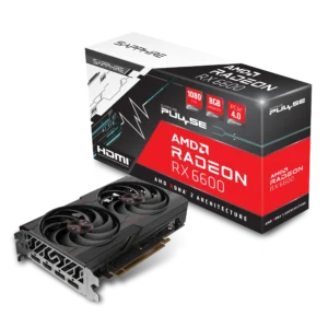 Sapphire PULSE RX 6600 GPU with 8GB GDDR6 memory and RDNA™ 2 architecture for immersive 1080p gaming, enhanced with reliable Dual-X Cooling.