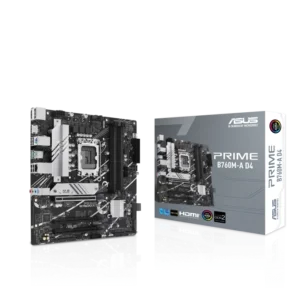 ASUS PRIME B760M-A D4 motherboard with PCIe 4.0, dual M.2 slots, DDR4 support, and Realtek 2.5Gb Ethernet for Intel 14th/13th Gen CPUs.