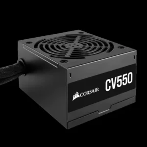 Corsair CV550 Power Supply, 550W, 80 PLUS Bronze, perfect for gaming PCs with mid-tier GPUs like RTX 3050 or RX 6500 XT, reliable and efficient.