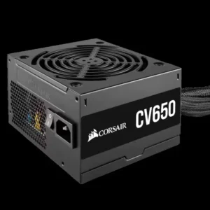 Corsair CV650 650W Power Supply - 80 PLUS Bronze certified PSU compatible with NVIDIA RTX 4070 and AMD RX 6700 XT graphics cards, ideal for efficient gaming setups.
