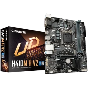 Gigabyte H410M H V2 motherboard with PCIe 3.0, DDR4 memory support, and M.2 storage for Intel 10th and 11th Gen builds.