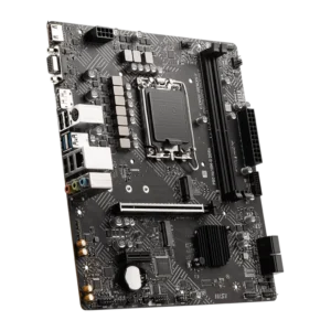 MSI PRO H610M-G Micro-ATX motherboard with Intel 13th Gen support, PCIe 4.0 compatibility, and DDR4 memory slots.