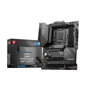 MSI MAG Z690 TOMAHAWK WIFI DDR4 motherboard with PCIe 5.0, DDR4 RAM support, and Wi-Fi 6, designed for Intel 13th Gen processors.